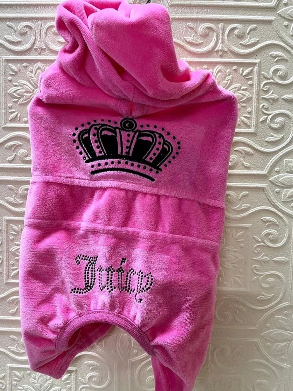 Juicy Couture Bling Velour Pet Tracksuit Pink